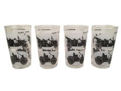 Federal Glass Co 4-Lot Antique Auto (Cadillac Ford Maxwell Packard) Tumblers