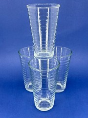 4 Vintage Libbey HOOPS Crisa Clear Tumblers Glasses Horizontal Rings Ribbed 6″H