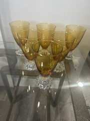 Anchor Hocking Boopie Berwick Amber 9 oz 5.5” Tall Water Goblet Glasses Set of 6