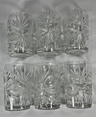 Set of 6 Cut Glass Double Old Fashioned Rocks Tumblers 4″ Starburst
