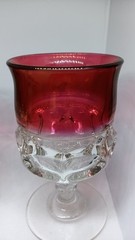 Vintage Tiffin Franciscan Kings Crown Cranberry Water Or Wine 5 1/2″ Tall Glass