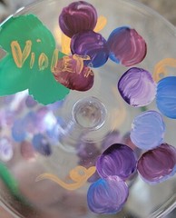 Vintage Hand Painted GRAPE Wine Glass. Signed Violeta. Beautiful
