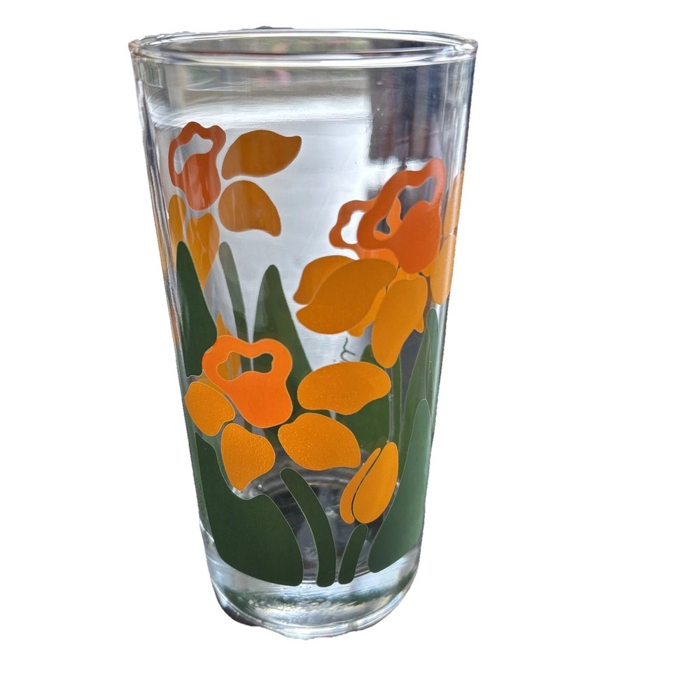 Vintage Anchor Hocking Nina Daffodil Glass Tumbler 1983