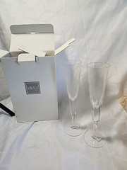 Rare Set of 2 Virtuoso Mikasa Crystal Fluted Champagne Glasses Made In Czech