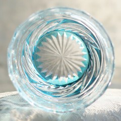 Hand Cut To Clear 200ml Sky Blue Old Fashioned Highball Whiskey Glasses Gift Box