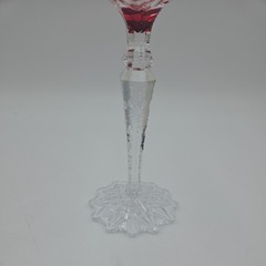 Vintage Val St. Lambert Verrept Cranberry Pink Cut To Clear Crystal Wine Glass