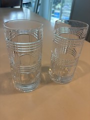 Ralph Lauren Crystal 2 GLEN PLAID 6 1/4” Highball Tumbler Glasses