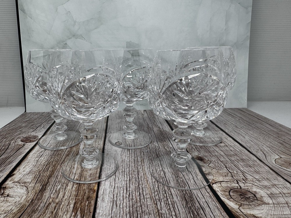 Vintage Bavarian 24% Lead Cut Crystal Wine Goblet Set