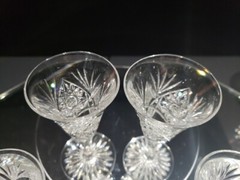 (1) Sherry Glass 4-1/2″ American Brilliant Period cut glass crystal hobstars