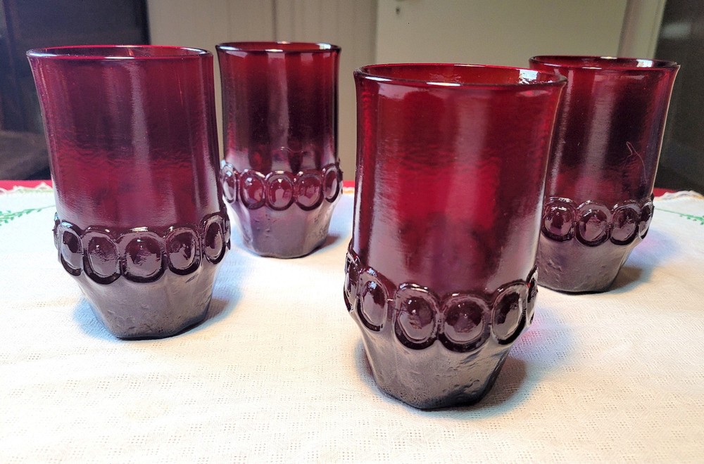 4 HTF Rare TIFFIN FRANCISCAN *MADEIRA RUBY RANCHO* 5 5/8″ FLAT TUMBLERS 1973-74
