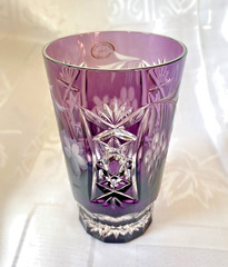 Amethyst Highball, 24% Lead Crystal by Ajka Hand Cut, Hungary, 5″ tall