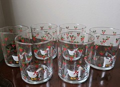 6 Vintage Christmas Country Goose Drinking Glasses CHD 1984 Anchor Hocking 4″