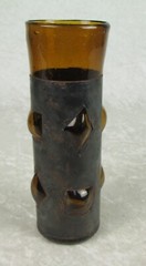 Felipe Derflingher Caged Imprisoned Amber Drinking Glass 7-3/4 in Tall MCM