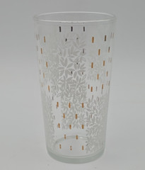 Vintage MCM Continental Can Co Glass Tumblers w/ White Floral & Gold Accents