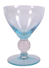 Bryce Aristocrat Blue Sherbet Low Champagne Cerulean & Clear Glass Vintage