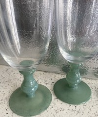 Villeroy & Boch ISABELLE-Set Of 4 -Jade Green Stem water / Wine goblets 6 7/8″
