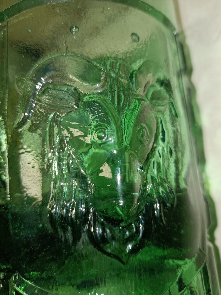 Vintage Pulque Aqua Light Green Chivo Goat Drinking Glass Goblet Mug Mexico