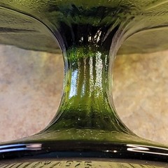 Vintage FTD 1975 Green Glass Goblet Embossed Leafing