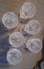 McKee Rainbow Pattern Wine glasses / Set of 6 / 1894 ish / 4″ tall