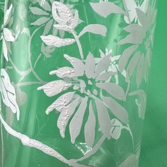 Vintage Kitchen 6” Floral Butterfly Clear Glass Tumblers Drinking Glasses Set 4
