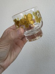 6 Piece Set Of Vintage Culver Cocktail Footed Glass Set 22K Gold Butterfly RARE