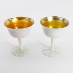 Pair of Carder Era Steuben Gold Calcite Shape #1044 Sherbet/Champagne Glasses