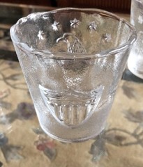 Vintage Clear Glass Tumblers with Embossed Eagle stars flag 12 oz