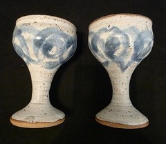 (005) Iris Barna Signed Pottery Goblets