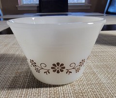 5- Vintage DynaWare PYR-O-REY Custard Cups Brown Floral* EUC