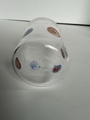 Set of 4 Millefiori Bubble Hand Blown Art Glass Drinking Tumbler Murano Style 4”