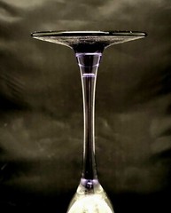 Champagne Flutes Clear Glass Bowl Amethyst Lavender Purple Pulled Stem THREE (3)