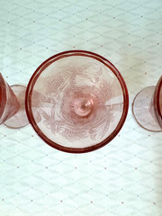 Vintage Pink Depression Floral Poinsettia Pattern Lot of 3 Glasses by Jeannette