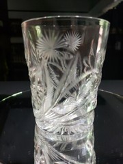 (1) Tumbler 3-3/4″ American Brilliant Period cut glass crystal flashy thistle?