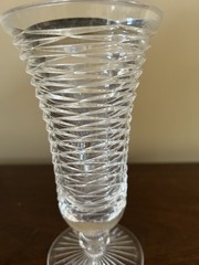 Clear Cut Glass Vintage Spiral Pattern Tulip Vase Decorative Round 7.5”H 4”D