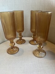 Beautiful Amber Color Champagne Flutes Elegant Look QUALITY Set of 4