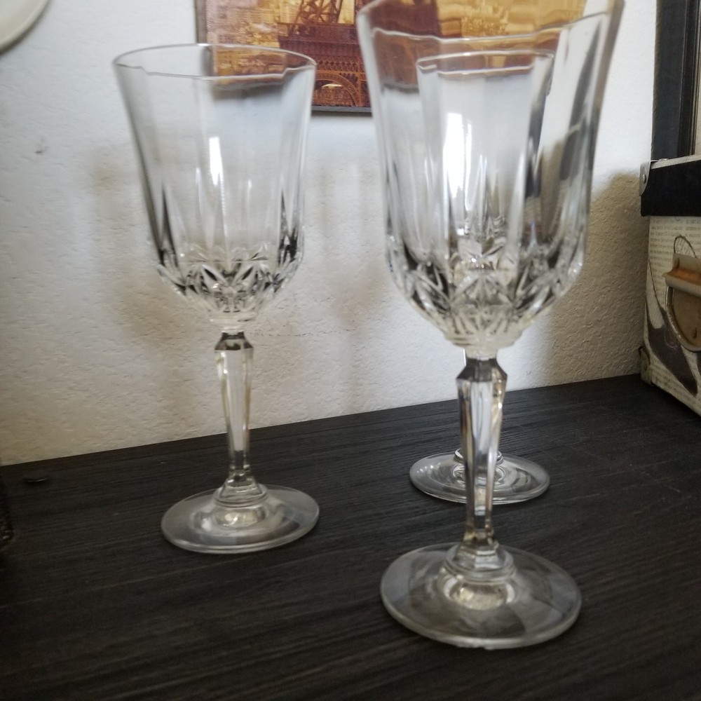 3 Item Lot Wine Glasses American Heritage by St. George 7” Cut Crystal
