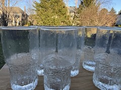 Indiana Glass Glacier MCM Crystal Ice Texture Stack Bar Tumbler 5-3/4″ ~7 Pc Set