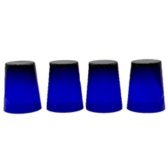 4 Libbey Flare Cobalt Blue Old Fashioned Glasses – Vintage 14 oz Excellent