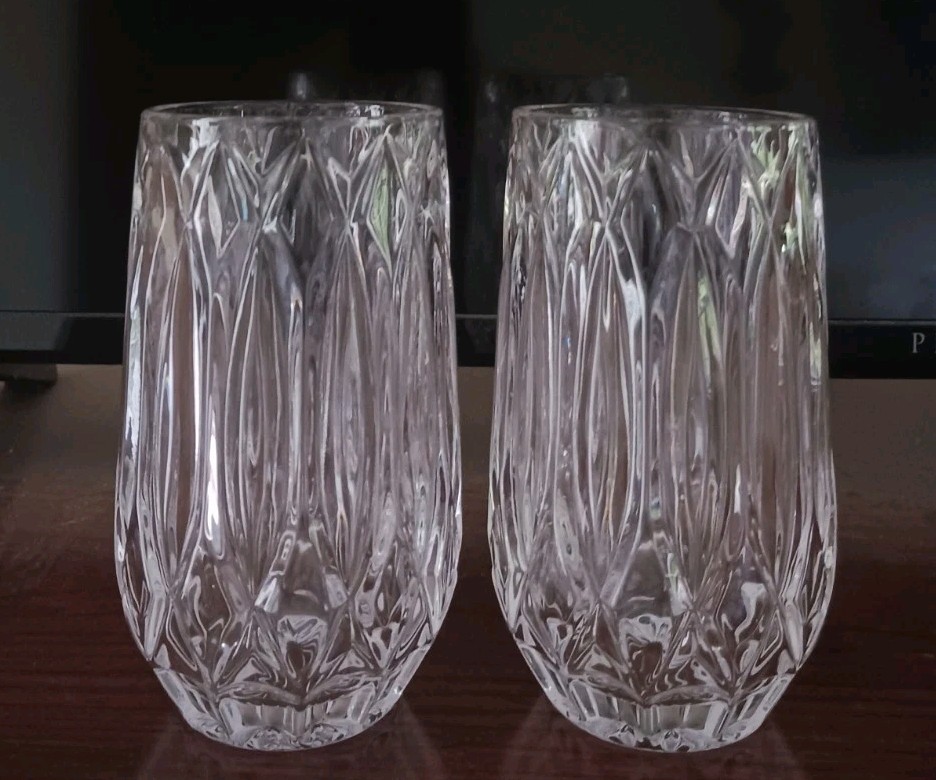 Mikasa SAXON Clear Cut Crystal Highball Glasses/Tumblers – Set/2