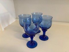 dishes tall blue glasses stemmed set of 4