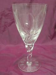 STUART Crystal ELLESMERE Fern Leaf water goblet glass 7.25″