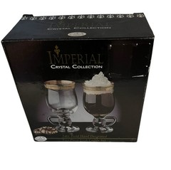 Imperial Crystal Collection 24KT Gold Hand Decorated Irish Coffee Set Of 2