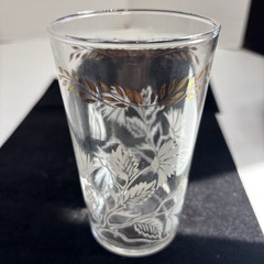 Vintage Libbey Leaf White and Gold Tone Drinking Glasses Set of 3 4 3/4 Inch