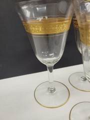 Tiffin? Unknown Manufacturer Gold Rim Water Goblet 6 1/2″- Wine Glass Set Of 5