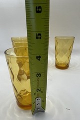 Vintage Amber Glass Honeycomb Tumblers Juice Glasses- Set of 5 (5oz)