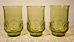 Anchor Hocking HERITAGE HILL GREEN 6 oz Flat Tumbler 3.75″ Tall SET OF THREE (3)