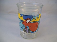 Bama Jelly Jar Glass The Adventures of Rocky & Bullwinkle #1 Juice Glass 10 oz.