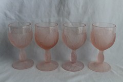 4 Taitu Of Italy Pink Frosted Small Wine Goblets Glasses 5 1/8” H, 2.5” Diameter