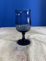 Set of 4 Dusky Blue Water Goblets 6-1/2” H Glass Vintage 10 oz. Libbey