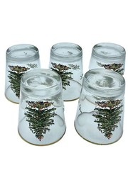 Spode Double Old Fashion Cocktail Liquor Rock Glasses Christmas Tree Set Of 5